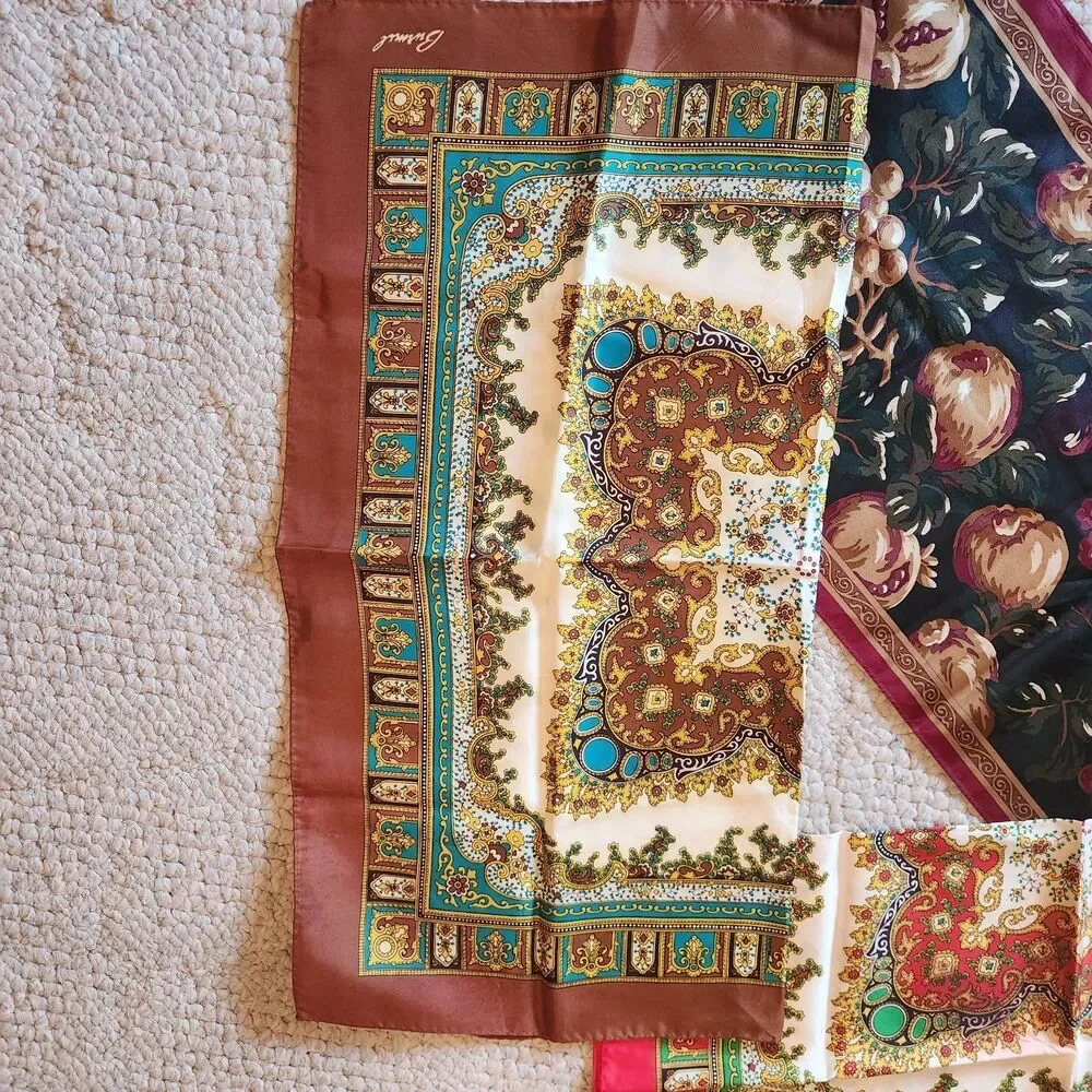 Womens Scarf Lot of 4 Burmel Talbots Unbranded Vintage Floral Tapestry Paisley